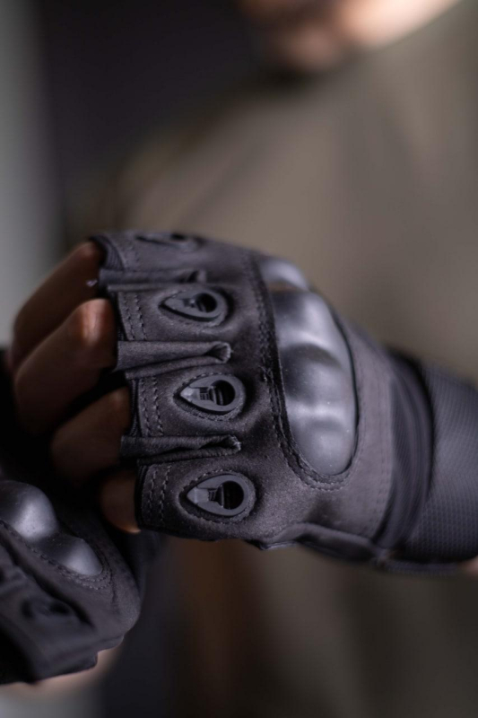 Перчатки ТАКТИЧНІ без пальців ЧОРНІ р. ХЛ - фото