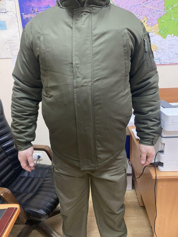 Куртка  ЗИМНЯЯ  с капюшоном, ткань ВО, ОЛИВА р.54-56(158\164) - фото №2
