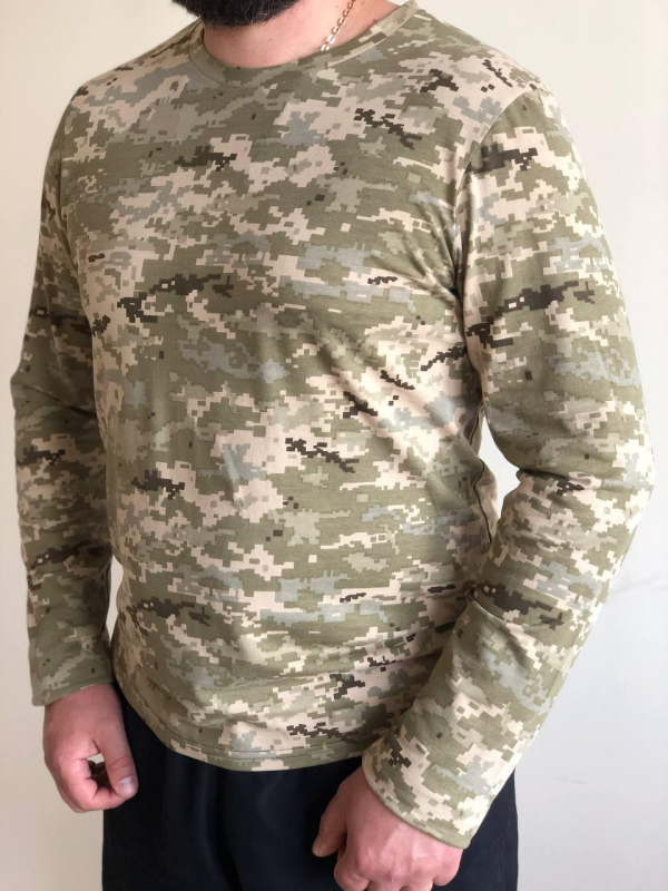 Футболка бавовняна  з довгим рукавом ,ПІКСЕЛЬ р.S - фото