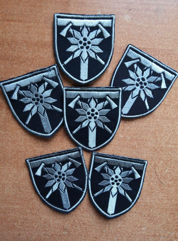 Шеврон вишитий 128-ї ОГШБр  ЕДЕЛЬВЕЙС, чорно-білий - фото