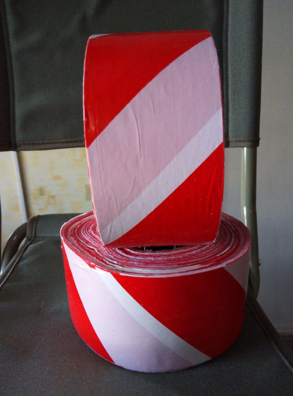 Стрічка сигнальна ПЕ червоно-біла, 70 мм, 500 м - фото