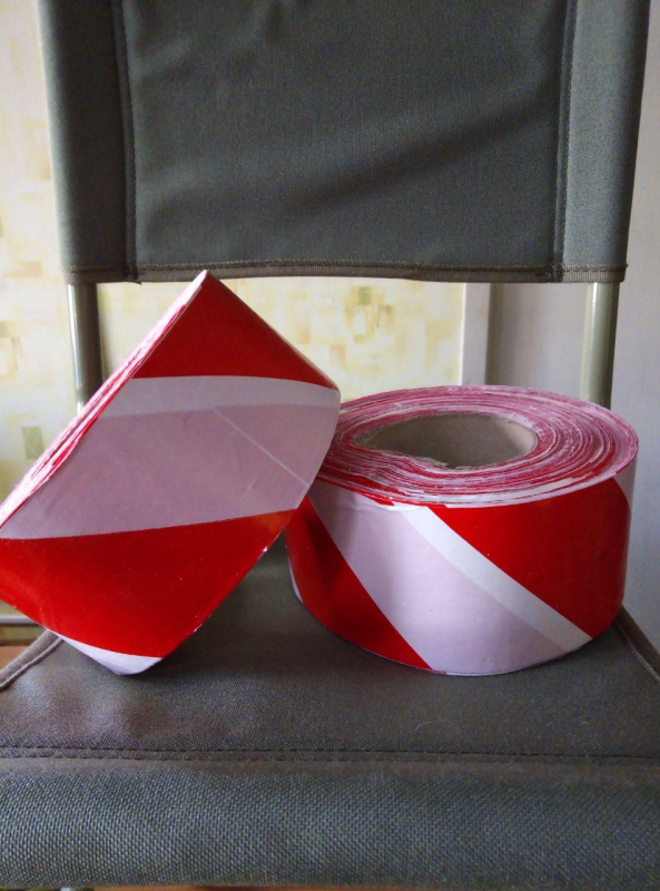 Стрічка сигнальна ПЕ червоно-біла, 70 мм, 500 м - фото №2