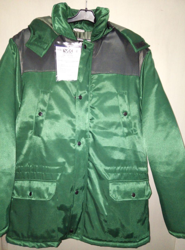 Куртка робоча ЗИМНЯ з капюшоном, тканина В, цв.ЗЕЛЕНИЙ+СІРИЙ, р 48-50(170-176) - фото