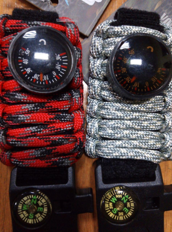 Тактический браслет виживання з компасом та термометром Singl Sword, червоний - фото №3
