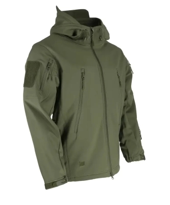 Куртка тактична з капюшоном SOFTSHELL, ОЛІВА (ТМ OUTSIDECA) р.ХЛ - фото