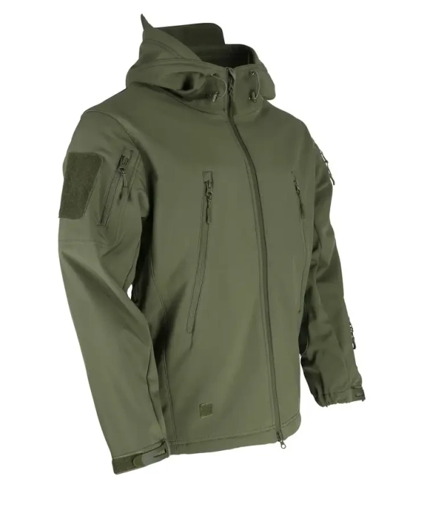 Куртка тактична з капюшоном SOFTSHELL, ОЛІВА (ТМ OUTSIDECA) р.ХЛ - фото