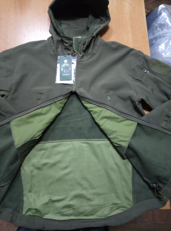 Куртка тактична з капюшоном SOFTSHELL, ОЛІВА (ТМ OUTSIDECA) р.ХЛ - фото №2