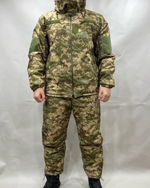 Костюм зимовий вітровологозахисний ВСК (куртка + штани) Softshel, ПіКСЕЛЬ р.44(рост3) - фото