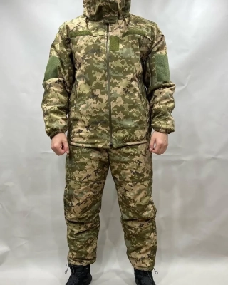 Костюм ЗСУ зимовий вітровологозахисний (куртка + штани) Softshel, ПіКСЕЛЬ р44(рост3/4) - фото