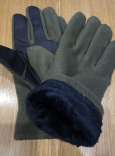 Рукавички тактичні зимові флісові, на хутряній підкладці, ОЛІВА, р.ХЛ - фото