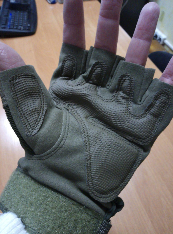 Перчатки ТАКТИЧНІ без пальців ХАКІ р.Л - фото №3