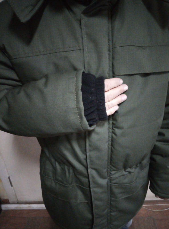 Куртка ОХОРОНЦЯ ЗИМОВА з капюшоном, тканина РІП-СТОП, ОЛИВА р.56-58(170/176) - фото №5