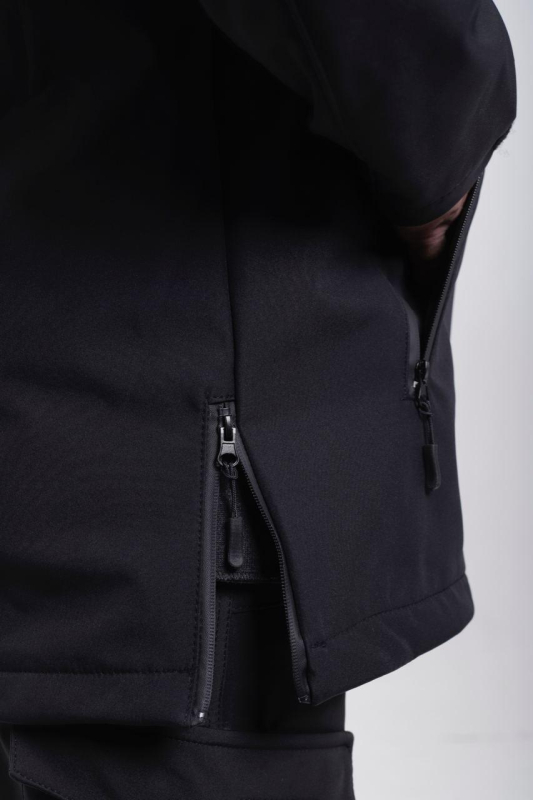 Куртка тактична з капюшоном SOFTSHELL ЧОРНА, р. M - фото №3