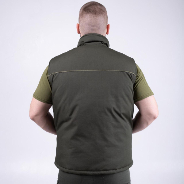 Жилет утеплений із 4 кишенями, РІП-СТОП ОЛИВА р.44/46,48/50,52/54,56/58 - фото №3