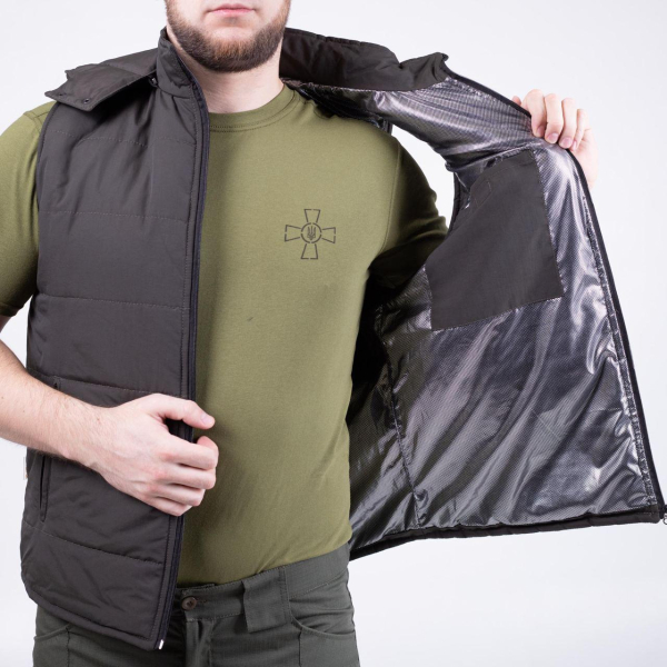 Жилет утеплений СТЕГАНИЙ, З КАПТУРОМ, ХАКІ. р. 46, 48,50, 52,54,56,5860, - фото №2