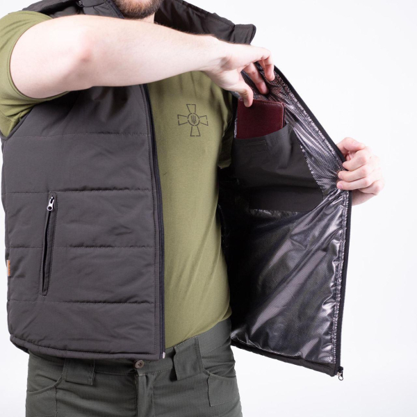 Жилет утеплений СТЕГАНИЙ, З КАПТУРОМ, ХАКІ. р. 46, 48,50, 52,54,56,5860, - фото №3