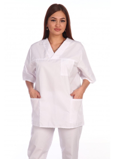 Костюм виробничий жіночий  БІЛИЙ, короткий рукав р.60-62(158/164) - фото