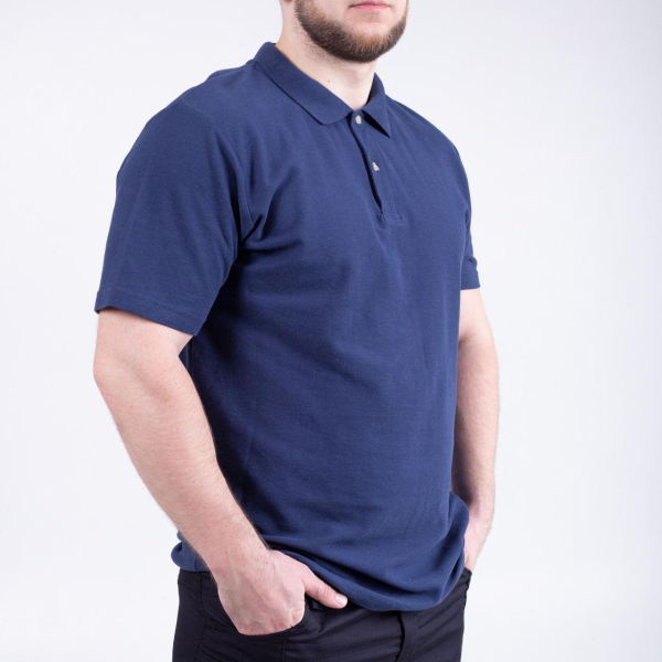 Футболка чоловіча ПОЛО бавовняна  темно-синя  р.S, М, L , XL - фото №2