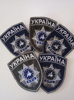 Шеврон поліцейський Е-Р-А фон темно-синій, олива, р. 12.5 х 9.0 - фото