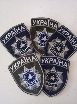 Шеврон поліцейський Е-Р-А фон темно-синій, олива, р. 12.5 х 9.0 - фото