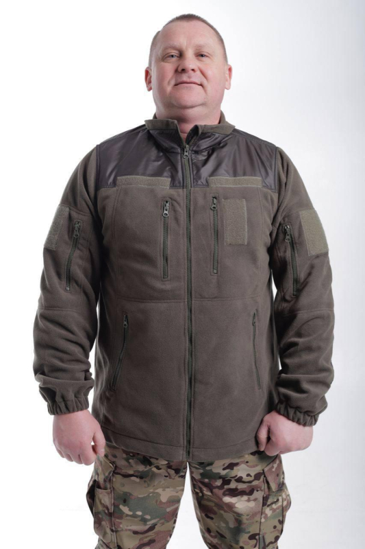 КОФТА ФЛІСОВАНА тактична комбінована ОЛІВА р.42, 54 - фото
