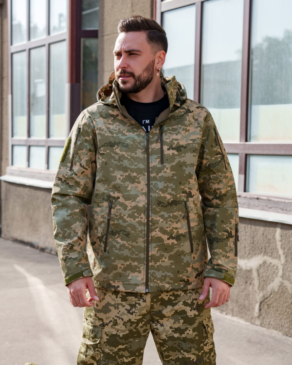 Куртка тактична з капюшоном "VOGEL" SOFTSHELL, Піксель р.XXЛ - фото