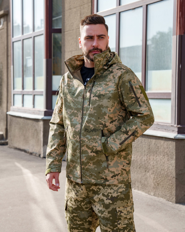Куртка тактична з капюшоном "VOGEL" SOFTSHELL, Піксель р.XXЛ - фото №2