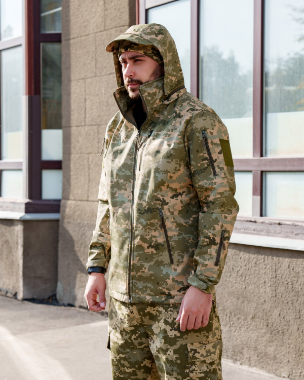 Куртка тактична з капюшоном "VOGEL" SOFTSHELL, Піксель р.XXЛ - фото №5