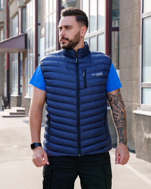 Жилет утеплений стьобаний Columbia, СИНІЙ, ЧОРНИЙ  р.S, L, М, ХL, XXL - фото