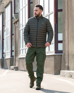 Куртка чоловіча стьобана демісезонна ТМ Lacoste. Колір ОЛИВА р.S, L , М, ХL, ХХL - фото