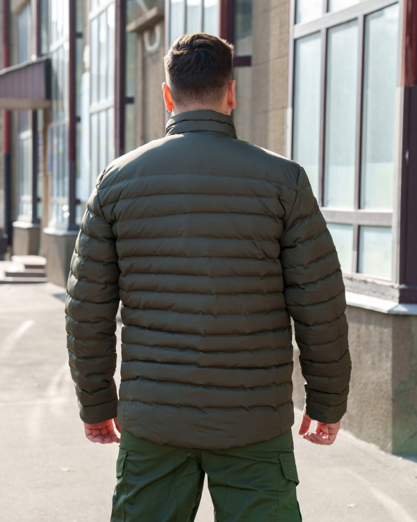 Куртка чоловіча стьобана демісезонна ТМ Lacoste. Колір ОЛИВА  р.S, L , М, ХL, ХХL - фото №2