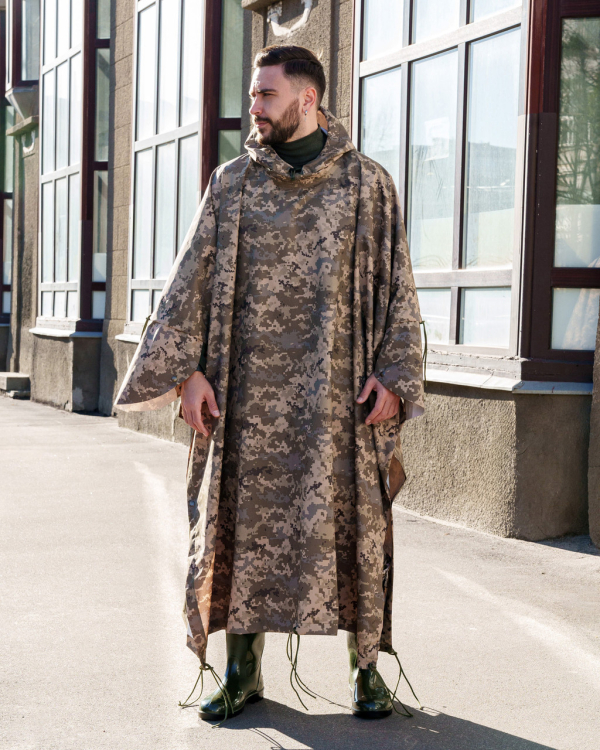 Пончо- дощовик з рукавами маскувальний. ПІКСЕЛЬ.  р.S, M,L - фото