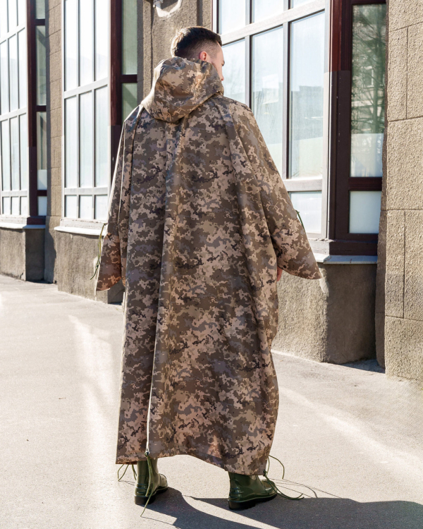 Пончо- дощовик з рукавами маскувальний. ПІКСЕЛЬ.  р.S, M,L - фото №3