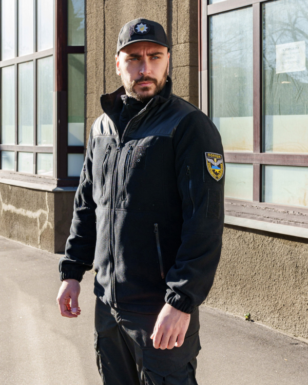 КОФТА ФЛІСОВАНА тактична комбінована ЧОРНА р.42, 44,46,48,50,52,54,56,58,60 - фото