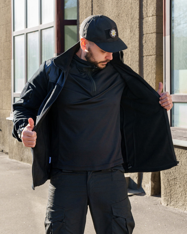 КОФТА ФЛІСОВАНА тактична комбінована ЧОРНА р.42, 44,46,48,50,52,54,56,58,60 - фото №6