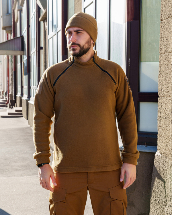 Сорочка  флісова тактична з двома блискавками. КОЙОТ р. S-2XL - фото