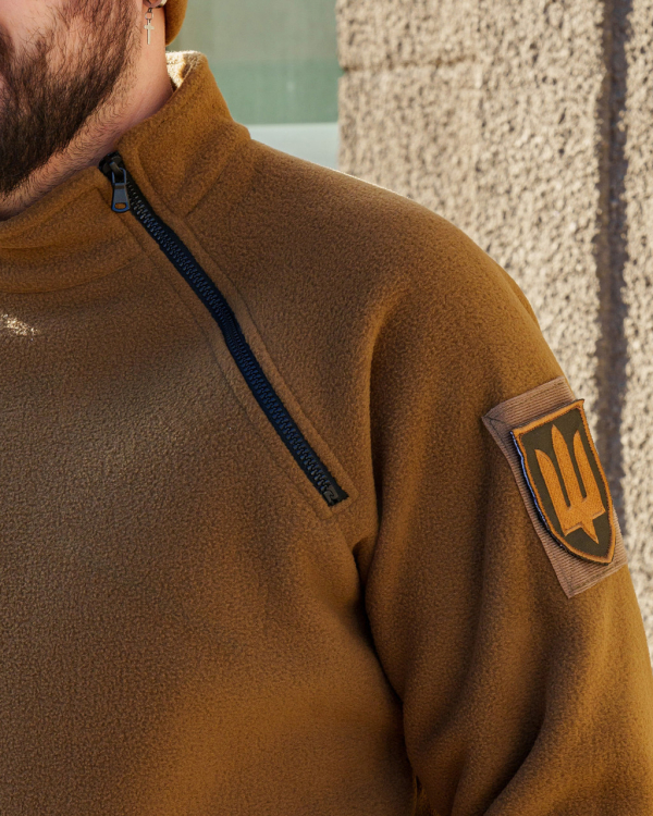 Сорочка  флісова тактична з двома блискавками. КОЙОТ р. S-2XL - фото №3