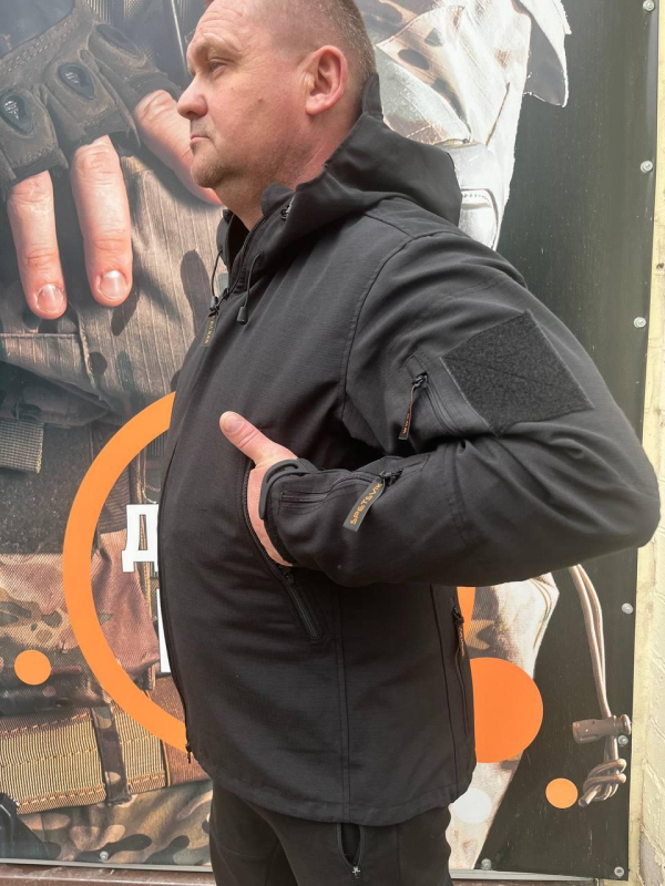 Куртка-штормівка тактична ЧОРНА р.46,48,50 52 - фото №2