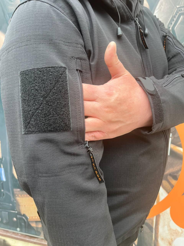 Куртка-штормівка тактична ЧОРНА р.46,48,50 52 - фото №4