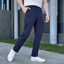 Штани повсякденні літні ТЕМНО-СИНІ, р. ХЛ, - фото