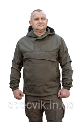 Куртка-анорак олива з водовідштовхуючої тканини 50 - фото