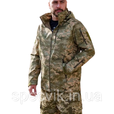 Куртка штурмовка зимова утеплена на синтепоні Softshell піксель - фото