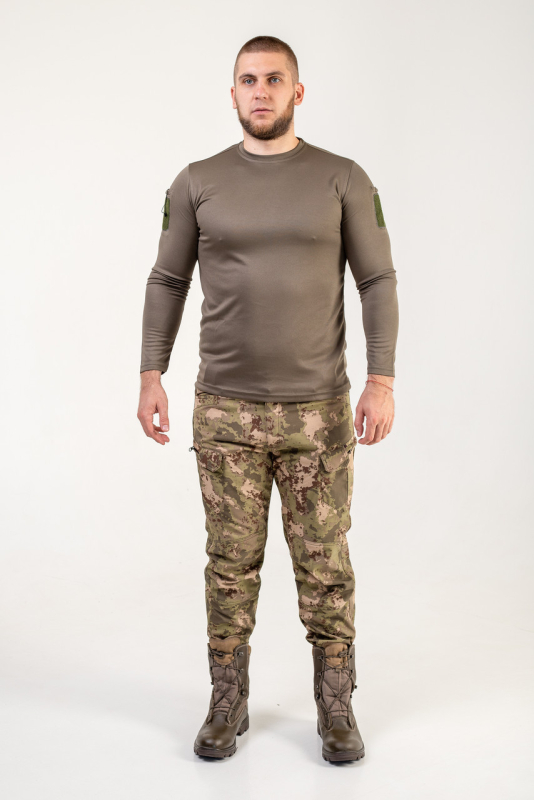Футболка тактична з довгим рукавом ХАКІ CoolMax р. XL, 2XL - фото №2