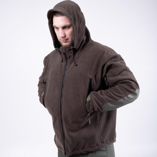 Толстовка тактична флісова з капюшоном цв.ХАКИ, р.S-3XL, на ВИСОКИЙ ріст - фото