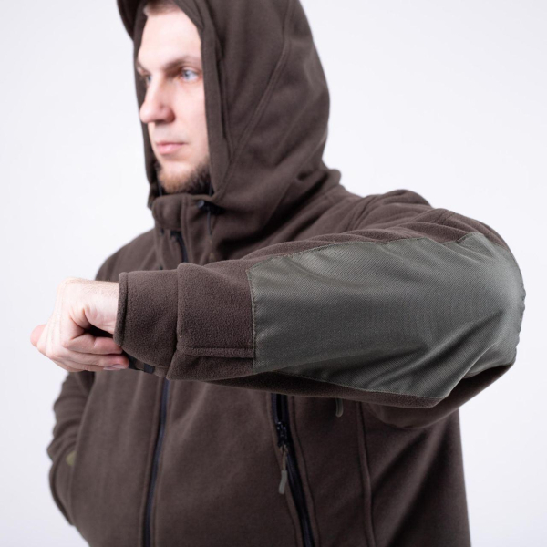 Толстовка тактична флісова з капюшоном цв.ХАКИ, р.S-3XL, на ВИСОКИЙ ріст - фото №3