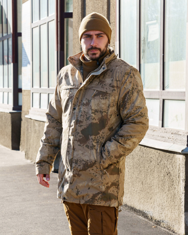 Куртка ТРАНСФОРМЕР вітровка+фліска, камуфляж койот, р.48 (зріст 2,4,6), 54 (зріст 4,6) - фото №2