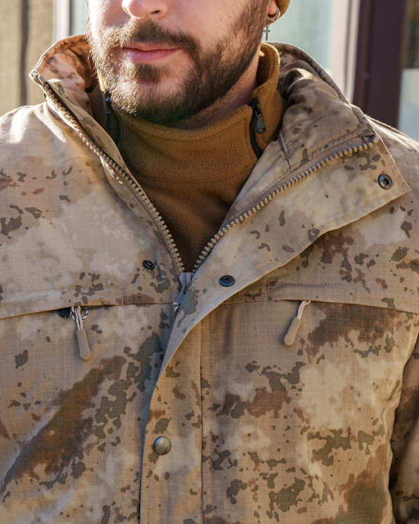 Куртка ТРАНСФОРМЕР вітровка+фліска, камуфляж койот, р.48 (зріст 2,4,6), 54 (зріст 4,6) - фото №5