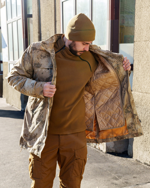 Куртка ТРАНСФОРМЕР вітровка+фліска, камуфляж койот, р.48 (зріст 2,4,6), 54 (зріст 4,6) - фото №6