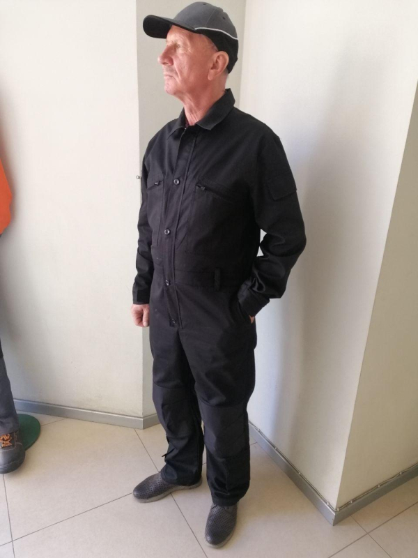 КОМБІНЕЗОН "МЕХАНІК" чорний ХБ, з 9 кишенями та наколінниками, р.48-50(182/188), 52-54(182/188) - фото