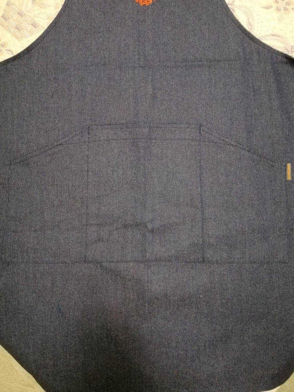 Фартух кухонний СИНІЙ ДЖИНСОВИЙ, з вишивкою на нагруднику "ЧЕРВОНА КАЛИНА" - фото №3